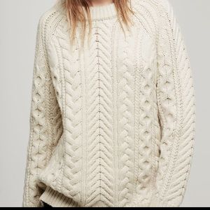 Rag & Bone Cream Valene Cable Knit Sweater - small